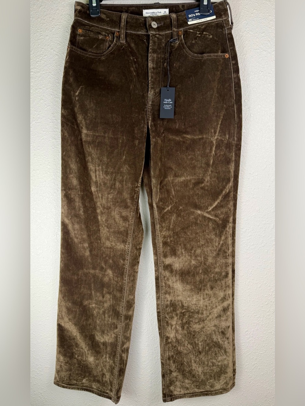 Abercrombie Curve Love 90s Relaxed Velvet Jeans Womens 28 Brown High Rise NWT